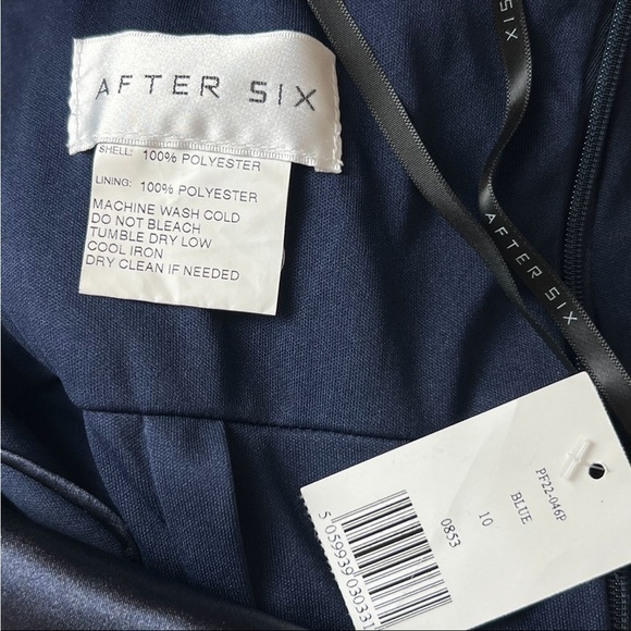 NWT AFTER SIX Satin Sleeveless Halter Neck Faux Wrap Tulip Skirt Maxi Dress 10 - Picture 4 of 5